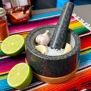 ชุดครกและสากหินแกรนิตธรรมชาติขนาดใหญ่พิเศษ พร้อมฐานไม้กันรอยขีดข่วน ตัวอย่างสินค้า - Product Image 5