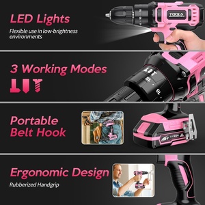 Ensemble perceuse sans fil 20V DIY avec chargeur <span class=keywords><strong>de</strong></span> batterie et mallette <span class=keywords><strong>de</strong></span> transport, mandrin 3/8, 2 vitesses variables, 1550 tr/min, 72 embouts - Product Image 3