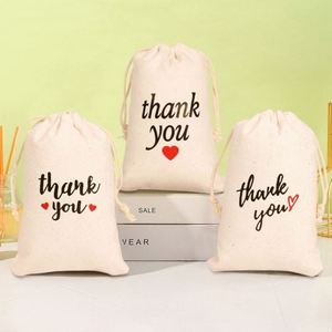 Bolsas de Regalo Personalizadas de Lona de Algodón Natural de 10 oz, Reciclables y Ecológicas para Manualidades, Velas, con Impresión de Agradecimiento - Product Image 1