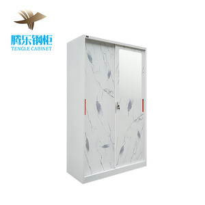 Armoire moderne à portes coulissantes Miroir de meubles en acier et fer Armoires les <span class=keywords><strong>plus</strong></span> proches à 2 portes Armoire métallique élégante pliable Rangement des vêtements - Product Image 5