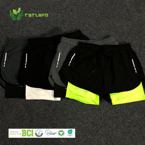 กางเกงออกกำลังกายขาสั้นแบบ2 in 1ของผู้ชายกางเกงขาสั้นผ้าแห้งเร็วระบายอากาศได้ดีกางเกงเล่นยิมวิ่งสองชั้น - Product Image 1