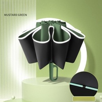 Parapluie Pliant Inversé Semi-Automatique Réfléchissant Anti-Vent 10K pour Adultes, Design Classique, 10K Baleines, Impression Logo UV