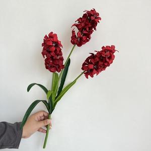 Ramo de <span class=keywords><strong>3</strong></span> Cabezas de Jacinto Artificial para Decoración de Pasillos de Boda, Flor Artificial para Jarrón de Hogar, Venta al por Mayor, OEM, Color Personalizado, Tallo Flexible, Aspecto Realista - Product Image 4