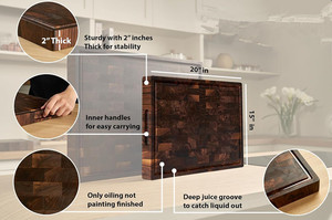 Planche à découper en noyer massif <span class=keywords><strong>de</strong></span> qualité supérieure, grande taille, avec rainure pour les jus, pour cuisine personnalisée - Product Image 4