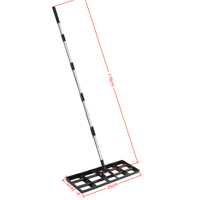 Râteau de nivellement de pelouse détachable en acier inoxydable, râteau de nivellement de sol avec manche en aluminium, outil de compactage de terre pour pelouse, gazon, jardin et aménagement paysager