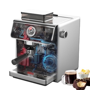 2.7 litres réservoir d'eau ménage 3 en 1 semi-automatique tirer fleur vapeur Machine à café mousseur à <span class=keywords><strong>lait</strong></span> nouvelle cafetière italienne - Product Image 1