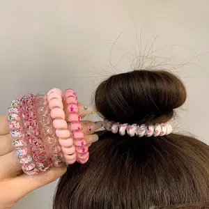 6 buah Set ikat rambut karet spiral wanita Fashion 2023 ikat rambut kawat telepon ikat rambut elastis aksesori rambut cincin gulung Scrunchies