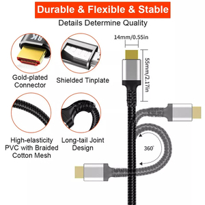 Cable de Audio y Video Metálico de Primera Calidad, Chapado en Oro, Cable Móvil a TV, Cable HD, Compatible con 2.1 OEM 4K 120Hz 8K 60hz a HDMI - Product Image 2