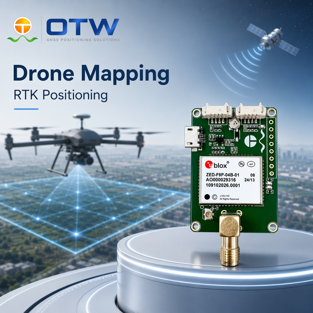 ZED-F9P RTK GNSS Module External Antenna High Precision Sets 0.01m Accuracy 1207-1605MHz Frequency Band for Surveying Drones