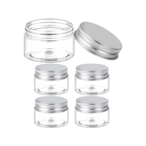 Contenants cosmétiques cylindriques à large ouverture en plastique PET transparent, blanc, noir, ambre, avec bouchon à vis, 100 ml, 200 ml, 500 ml - Product Image 1