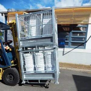 Çinko galvanizli ağır taşıma istifleme büyük katlanabilir katlanabilir avustralya çelik metal plaka ile stillage