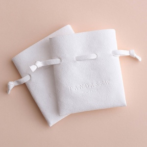 PandaSew Custom logo <b>White</b> <b>Small</b> Packaging <b>Bag</b> Jewelry Pouches Microfiber Travel Pouch - Product Image 4