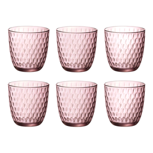 BORMIOLI - Juego de 6 Vasos de Agua con Diseño de Ranuras en Cristal Rosa 29CL - Product Image 1