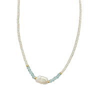 Vente en gros de collier de perles d'eau douce à la mode fait à la main avec motif géométrique plaqué or rhodium accessoire tendance