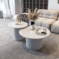 Table basse moderne pour salon, en bois massif, plateau en pierre, ronde, écologique, facile à nettoyer, meubles