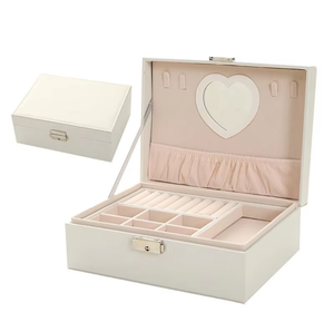 Large PU Leather <b>Jewelry</b> <b>Box</b> Metal <b>Lock</b> Multi Compartment Organizer for Necklace Earring Ring Bracelet Ladies Storage Case - Product Image 6