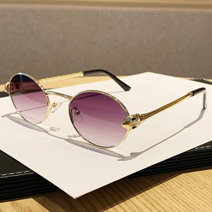 Lunettes de soleil ovales en métal, monture intégrale, UV400, style rétro, unisexe, décontractées, pour adultes - Product Image 2