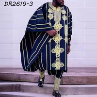 Nouvel ensemble de vêtements africains en coton pour hommes 2026, 3 pièces à manches longues