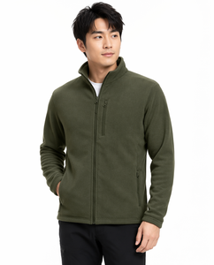 Chaqueta <span class=keywords><strong>de</strong></span> forro polar con cremallera completa para <span class=keywords><strong>hombre</strong></span> con logotipo personalizado del fabricante, chaqueta <span class=keywords><strong>de</strong></span> manga larga polar suave cálida y ligera con sudadera con bolsillos - Product Image 1