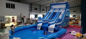 Phổ biến trên mặt đất di động chất lượng cao <span class=keywords><strong>Inflatable</strong></span> cá heo công viên nước trượt với hồ bơi cho trẻ em để bán - Product Image 3