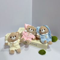 Porte-clés en peluche ours pyjama personnalisé OEM en gros, adorable ours en peluche vêtu de pyjama, breloque de sac, cadeau promotionnel Kawaii