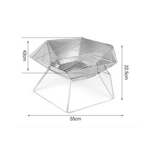 Barbecue pliable portable, foyer de camping en plein air, foyer hexagonal en bois, chauffage au charbon de bois, poêle à bois