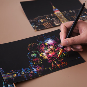 <span class=keywords><strong>Cartes</strong></span> postales créatives à gratter GF, 8 pouces A5, vue nocturne, animaux de dessin animé, personnages, <span class=keywords><strong>cartes</strong></span> de vœux à gratter - Product Image 4