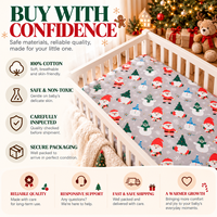 Drap plat de Noël nordique gris clair avec imprimé Père Noël et bonhomme de neige, 100 % coton, 200 fils, drap de lit doux pour bébé pour chambre d'enfant