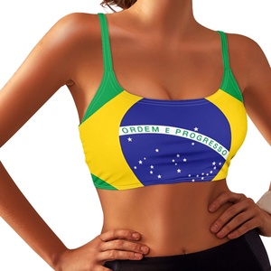 숙녀 섹시한 체육관 운동 통기성 요가 브래지어 사용자 정의 아르헨티나 국기 인쇄 등이없는 스트랩 디자인 플러스 사이즈 여성 속옷 - Product Image 4