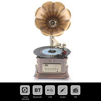 Usine Hot-Sale Retro Classic Gramophone 2 vitesses Vinyl Turntable Tourne-disque avec haut-parleur en cuivre Multiple Vinyl Classic Style