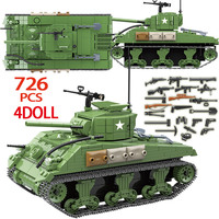 100081 Sherman M4A1 askeri Model tankı blok yapı oyuncaklar çocuklar için ordu tankı yapı setleri