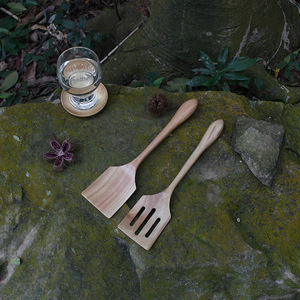 Juego de espátulas de madera de acacia Sunshine Hemu, 2 piezas, utensilio de cocina antiadherente, herramienta para cocinar - Product Image 3