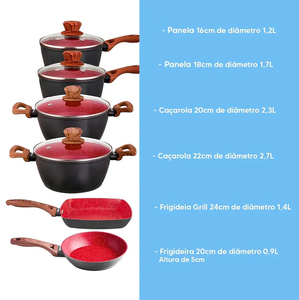 Juego de Ollas y Sartenes de Cerámica Moderna con Revestimiento de Mármol, 6 Piezas, Tapas de Vidrio, Asas de Baquelita, Antiadherente, de Aluminio, Compatible con Inducción - Product Image 4