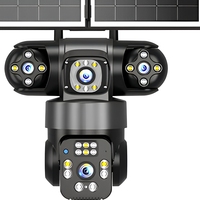 Caméra de sécurité PTZ solaire 4G à quatre objectifs, détection humaine IA 4 canaux, vision nocturne 40m, pour extérieur et ferme, personnalisable OEM