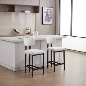 [US Stock] <strong>Set</strong> <strong>of</strong> <strong>2</strong> Modern Fabric <strong>Bar</strong> <strong>Stools</strong>, Ergonomic Counter Height <strong>Stools</strong> with Metal Legs for Kitchen Island &amp; Hotel <strong>Bar</strong> - Product Image 6