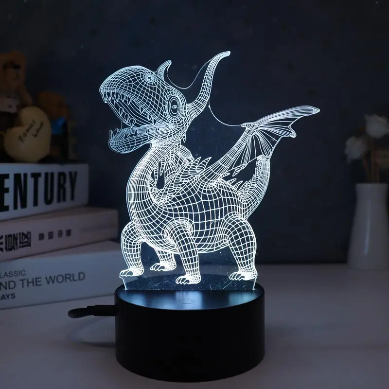 Howlighting Lovely Animal Gift Acrylic 16 Color Changing Cartoon Dinosaur Series Table Light Anime Lamp 3d Illusion Night Light
