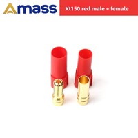 Prise banane AMASS XT150 6 mm à courant élevé plaquée or avec gaine isolante rouge/noir/bleu pour accessoires d'avion/bateau/voiture