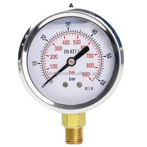 EN837-1 pengukur tekanan penuh cairan tabung Bourdon meteran tekanan