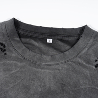 T-shirt à manches longues double couche lourd, effet délavé et sale, t-shirts à manches longues surdimensionnés pour hommes
