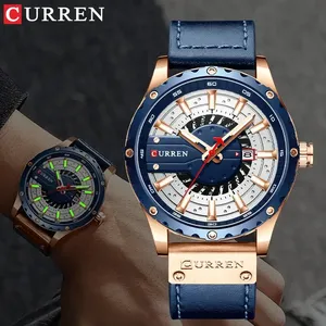 Nouvelle <span class=keywords><strong>montre</strong></span> CURREN 8374, <span class=keywords><strong>montre</strong></span>-bracelet en cuir de marque haut de gamme, <span class=keywords><strong>montre</strong></span> à quartz décontractée pour <span class=keywords><strong>homme</strong></span> avec boîte, nouvelle <span class=keywords><strong>montre</strong></span> élégante avec aiguilles lumineuses - Product Image 3