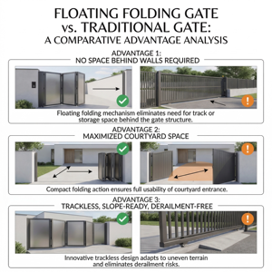 Puertas de Seguridad Exteriores Plegables y Deslizantes Eléctricas de Aluminio Estilo Moderno PSL OEM 2026 <span class=keywords><strong>para</strong></span> Entrada de Jardín, Casa, Villa - Product Image 2