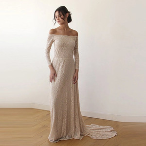 Robe de mariée champagne avec traîne # 1148 - Product Image 4