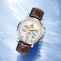 Nouvelle montre à quartz unisexe vintage en cuir avec cadran analogique, cristal saphir, étanche 3ATM, chronographe lumineux, acier inoxydable