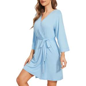 Bata Kimono Personalizada para Mujer, Manga 3/4, Suave, Viscosa de Bambú, Ropa de Dormir, Tallas S-XXL, Vestido Casual de Maternidad - Product Image 3