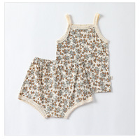 Ensemble de vêtements d'été unisexe pour bébés et enfants Vêtements sans manches pour nouveau-nés en coton Ensemble deux pièces pour nouveau-nés