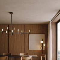 Lustre LED moderne 9 bras en forme de pieuvre, anti-éblouissement, élégant, en laiton antique, installation suspendue, lumière chaude douce 2700K