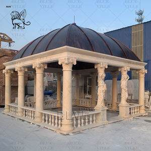 BLVE personnalisé grand jardin décoration pierre naturelle sculpture femmes piliers <span class=keywords><strong>pavillon</strong></span> extérieur Beige marbre Gazebo - Product Image 2
