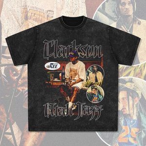 T-shirts décontractés Clarkson Curry pour Irving James Morant, stars du basketball américain, imprimé vintage, manches courtes délavées - Product Image 5