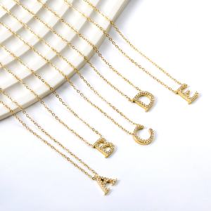 Collar con Colgante de Letras del Alfabeto de la A a la Z en Acero Inoxidable, con Circonitas, Chapado en Oro de 18K, para Mujer - Product Image 4