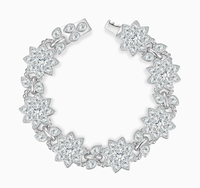 Bracelet tennis en argent sterling S925 entièrement pavé de moissanite motif tournesol pour femme, cadeau de luxe pour banquet, mariage, fête, anniversaire